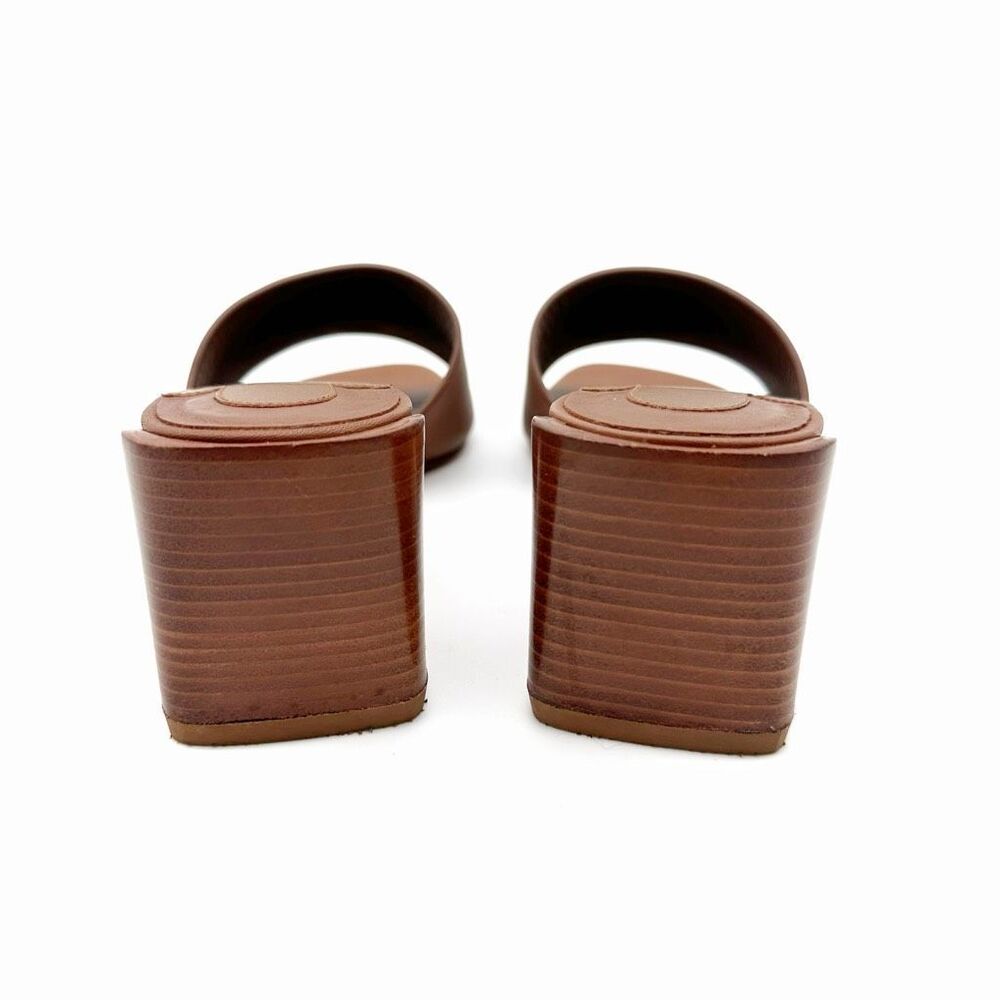 CHRISTIAN LOUBOUTIN So CL Embossed Heel Size 37.5 Sandal Leather Block Slide - Picture 7 of 11